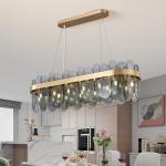Smoky Gray Glass Chandelier For Living Dining Room Rectangle island chandelier