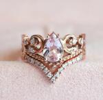 Vintage Grateful S925 Rose Gold Antique Cz Engagement Rings Promise Anniversary
