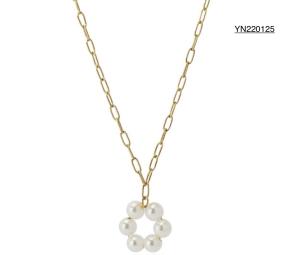 Wholesale Engagement Torque Jewelry Necklace Gold Chain With Pearl Circle Pendant from china suppliers