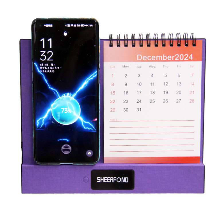 High Quality Customized 2024 Mini Art Digital Desk -365-Day-Charging Wireless Charger Calendar