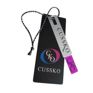 Wholesale Custom Printed Luxury Clothing Paper Hang Tags Embossed Silver Foil Stamping Logo from china suppliers
