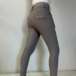 Gray Four Way Stretch Women Equestrian Breeches Full Silicone With Pocket