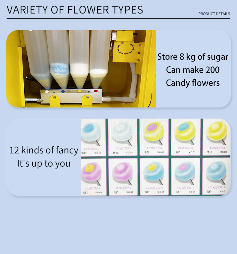 Outdoor Robot Cotton Candy Vending Machine Yellow Bill Payment