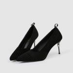 ZM007 9871-1 Pointed Stripe Suede Ladies High-Heeled Shoes Stiletto Nightclub