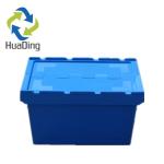 Big blue shipping box attached lid storage container wholesale Plastic Tote