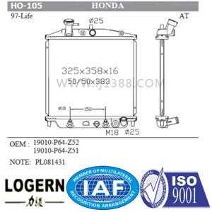 Wholesale 19010-P64-Z52 19010-P64-Z51 HONDA Car Radiator Life 97- Mt from china suppliers