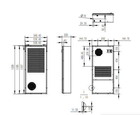 Door Mounted Cabinet Air Conditioner , 3000W Electrical Cabinet AC Units