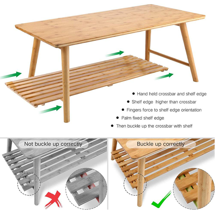 Multifunctional Solid Bamboo Furniture Simple and Modern Coffee Table for Small Homes