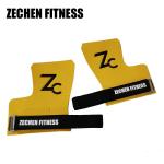Yellow Fingerless Crossfit Grips Carbon Fiber Leather Fitness Palm Protect Pull