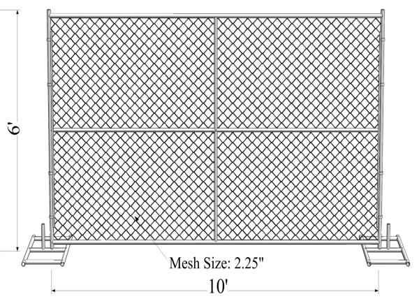 6' x 10' “Smart Kids” temporary chain link fence panels 1.625"(41.2mm) Outer