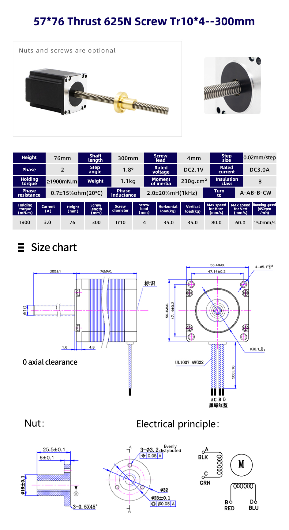 Nema 23 Linear Motion Stepper Motor With 980N Max Thrust and 1.8° Step Angle for Movement