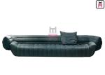 Baxter Tactile Leather Arm Restaurant Sofa Set Solid Wood Frame With Plump