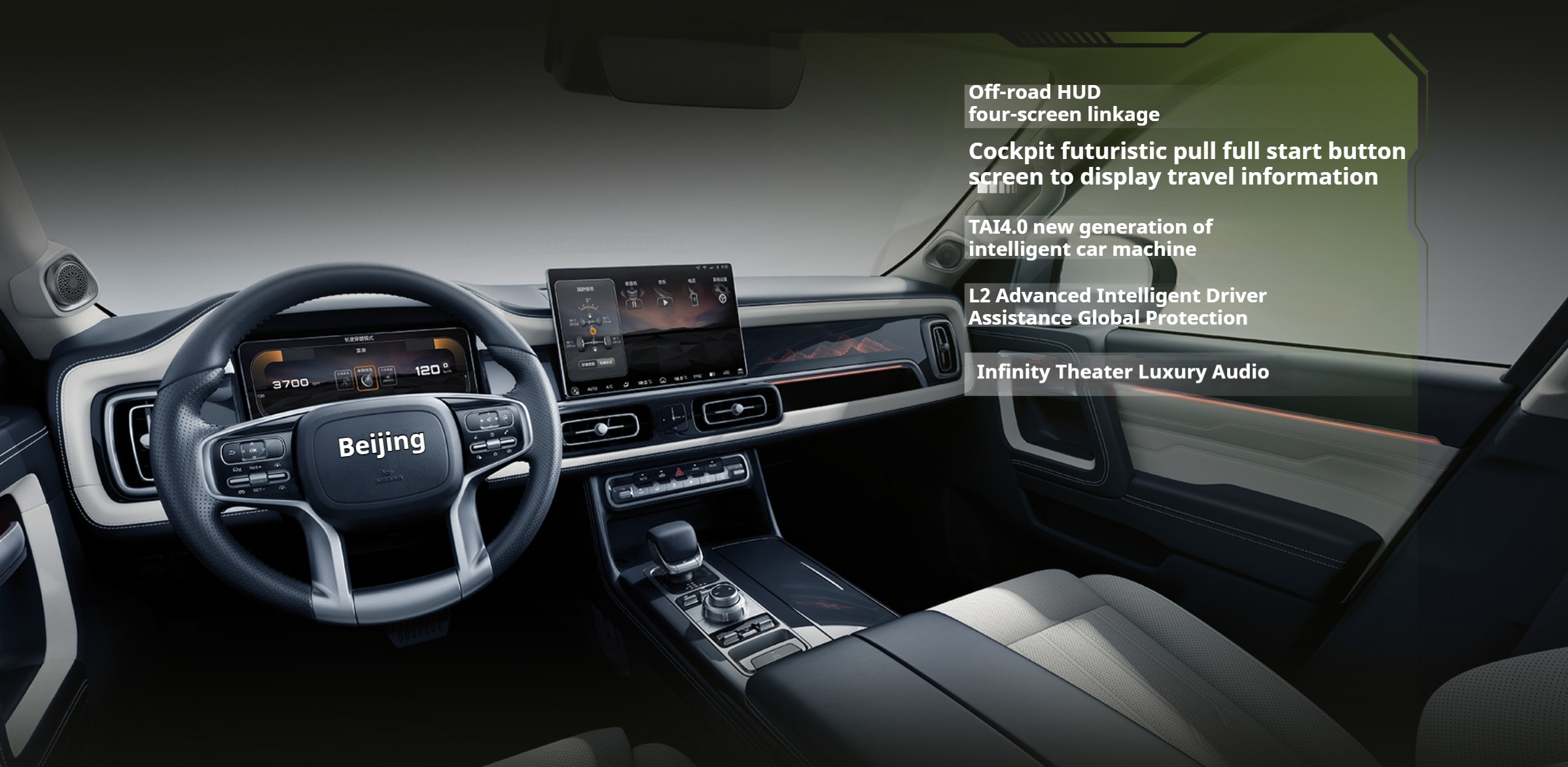 Multi-function Steering Wheel Suv Responsive Baic 2023 Model Bj60 48v Mild Hybrid System Drive 's Latest Luxury Car