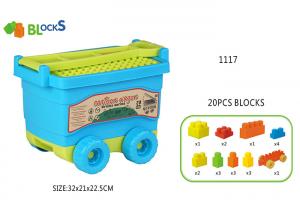 Wholesale 17   Building Blocks Toys For Toddlers Movable Wagon 32 Pcs Blue Pink Big Wheel from china suppliers