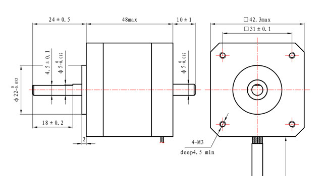 NEMA 17 Dual Axis Stepper Motor 48mm Body 2.0A 0.59N.m with Mechanical Equipment