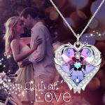 18in 0.29oz Sterling Silver Heart Pendant Necklace Trendy Pink Crystal Heart