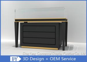 Wholesale Black Commercial Gold Shop Glass Counter with MDF Wood + Tempered Glass + Lights from china suppliers