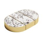 Simple Marble Top Side Tea Center Bell Coffee Table Glass Base