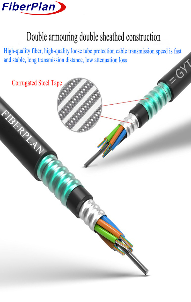 PE Inner Sheath Protected Direct Burial Cable GYTA53 For Long-Distance Communication
