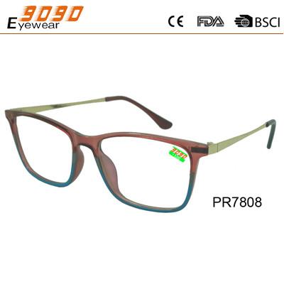 Fashionable reading glasses ,made of plastic,metal temple,suitable for men and
