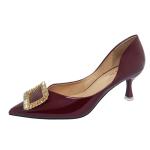 9797-9 Korean Fashion Pointed Shallow Mouth High Heels Hollow Sexy Rhinestone