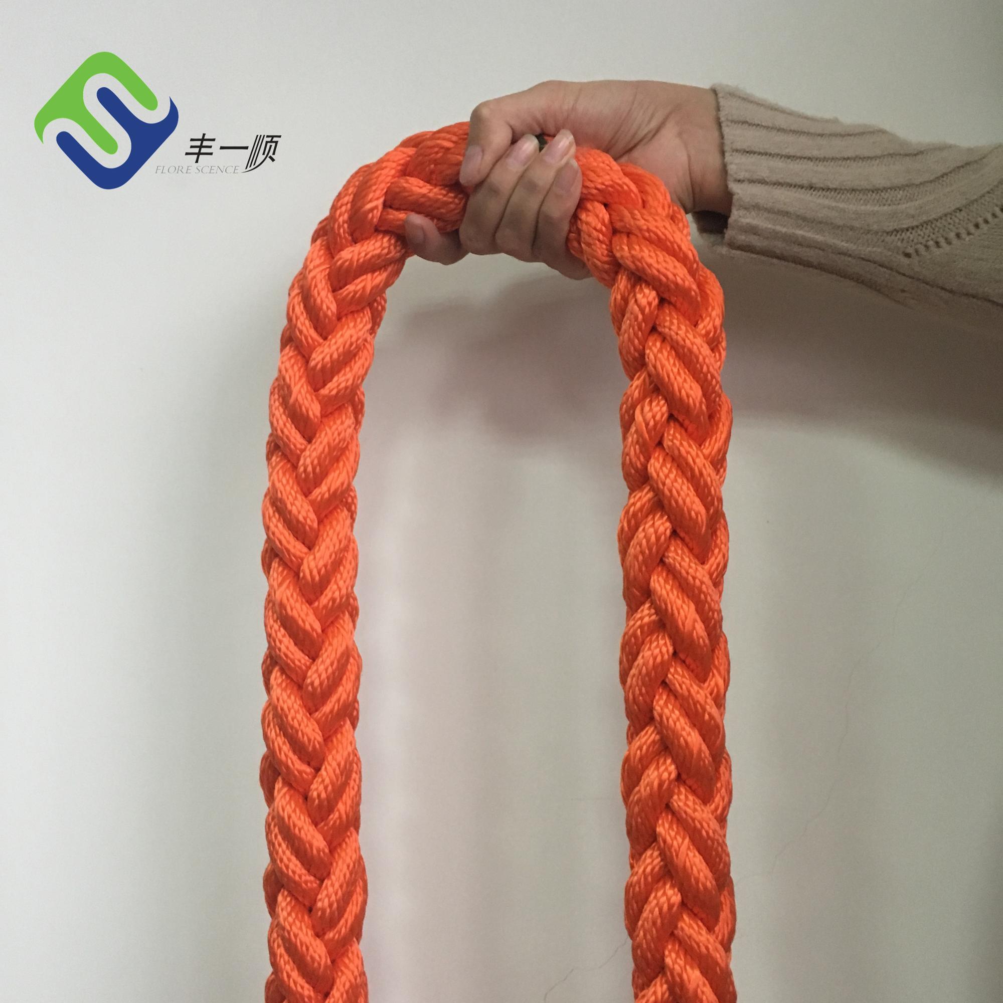 52mm Dia 8 Strand Polyester Rope Low Elongation Marine Ship Mooring Rope