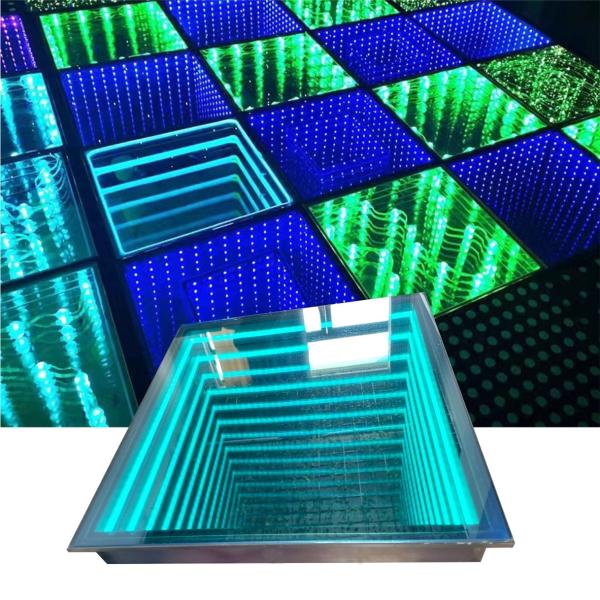 Outdoor Wedding Party Glass Dance Floor with 3D Neon Mirror Light and RGB Color