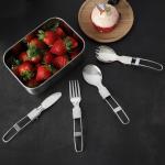 9*4cm Foldable Kitchen Flatware Sets 304 Stainless Steel Fork Spoon For Camping