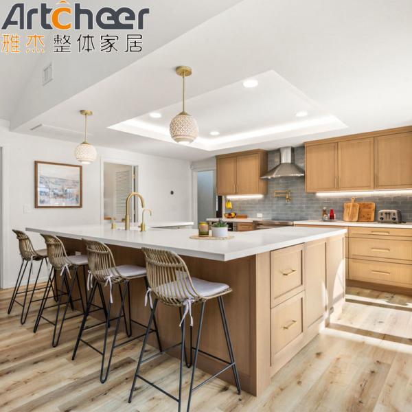 Modern Kitchen Design 2023 Wood Island With Glass Top And Plywood Carcase
