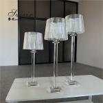 Hot selling chic wedding decoration 3 pcs set clear lamp shade stand candle