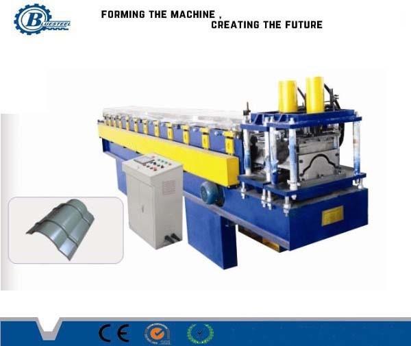 0.3 - 0.7mm Tile Roof Ridge Cap Roll Forming Machine , Roofing Sheet Making