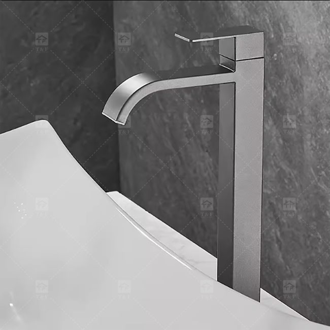 Gray Single Cooling Bathroom Basin Faucet Countertop Washtable Household Balcony Stainless Steel