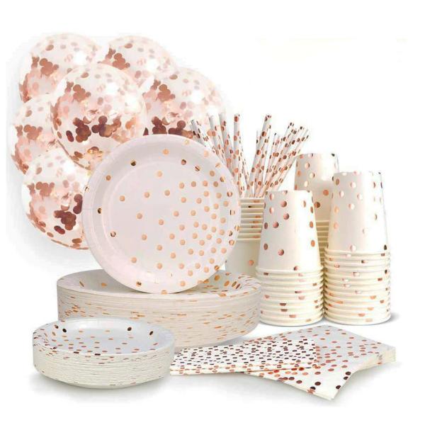 Compostable Pink Foil Cinderella Christmas Disposable Party Tableware Paper Cups