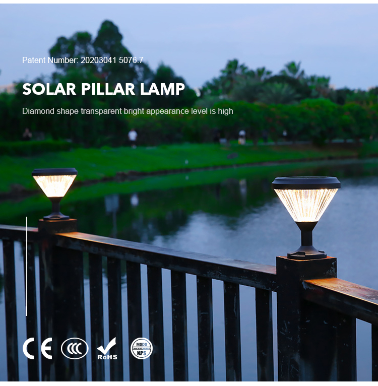 6pc Set Solar Post Lamp LED Decor Garden Lights For Lawn DIE-Casting Aluminum