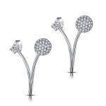 Fresh Water Pearl Cartilage Earrings 925 Silver CZ Earrings 6.0mm Round Pearl