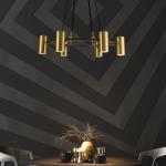 Minimalist Chandeliers Gold LED Black Ring Living Room Dining Lighting circular