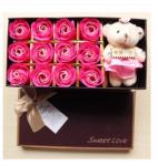 New creative promotion gift product wedding gift 12 flower soap with bear
