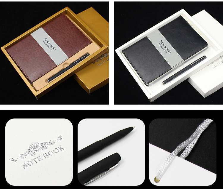 Gift Set Hardcover Leather A5 Lined Journal Writing Thick Classic Ruled Notebook with Pen