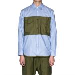 Contrast Splicing Colors Mens Fashion Casual Shirts / Patchwork Shirt Customized