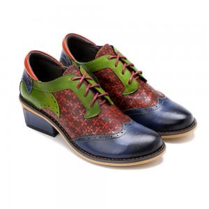 China Handmade Brogue Oxford Shoes Womens Lace Up Dress Shoes 36-42 Size on sale