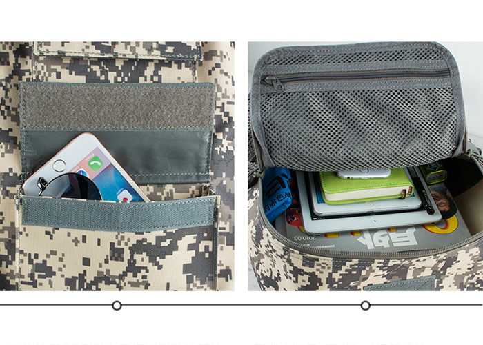 Full Printing Military Style Backpack , Outdoor Shoulder Bag Velcro Seal Design