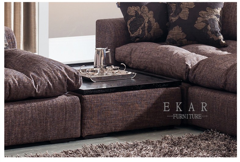 Living Room Couch Linen Fabric Sectional Sofa Set Designs AW-827