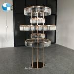 Gold Metal Flower Stand Wedding Outdoor 80cm Large Crystal Table Tree Centerpiec