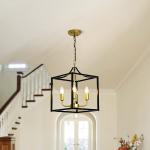 Industrial Metal Lantern Chandeliers 4-Light Adjustable Height Farmhouse