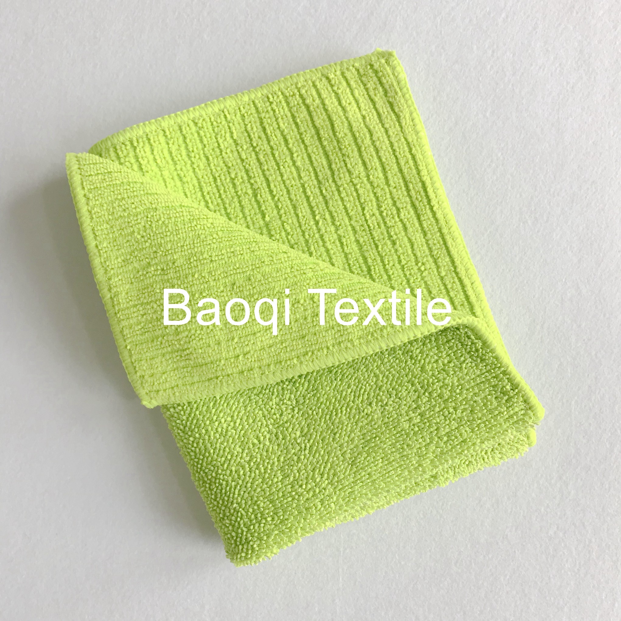 Green 2 layersthick twist solid microfiber dish rags， tea towels wipes,single side kitchen cleaning rags size 40*40cm