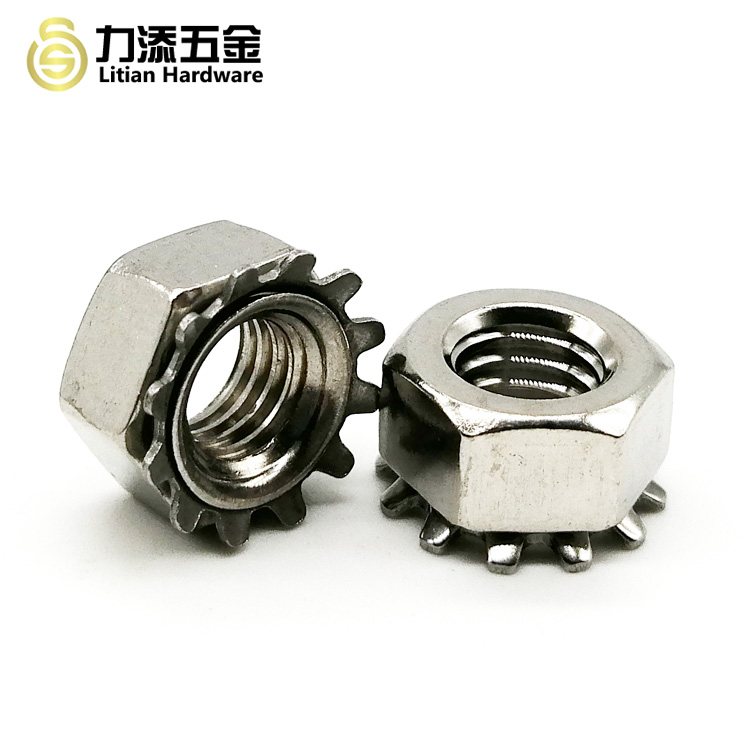 Galvanized Nut With Lock Washer , SUS304 M6 Nylon Lock Nut Kep Nut