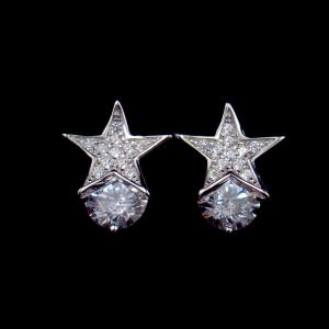 Wholesale Unique Small Star Earrings Silver 925 Jewelry Shining Stone Elegant Korean Style from china suppliers