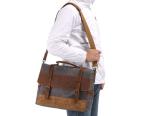 Canvas Vintage Retro Mens Leather Laptop Bag 15.6 Inch