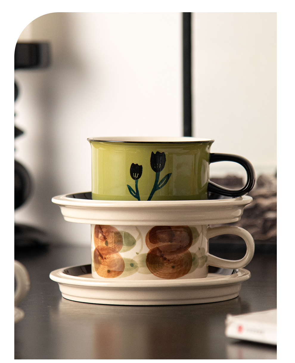 Europe Design Style Ceramic Saucer And Cup Set Creative Novelty Coffee Mug With Saucer