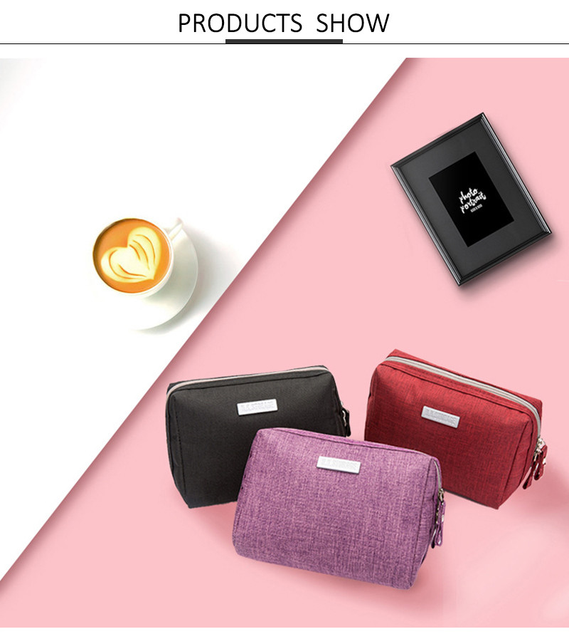 Hot Sale Pure Color Blank Custom Logo Women Cosmetic Bag With Zipper